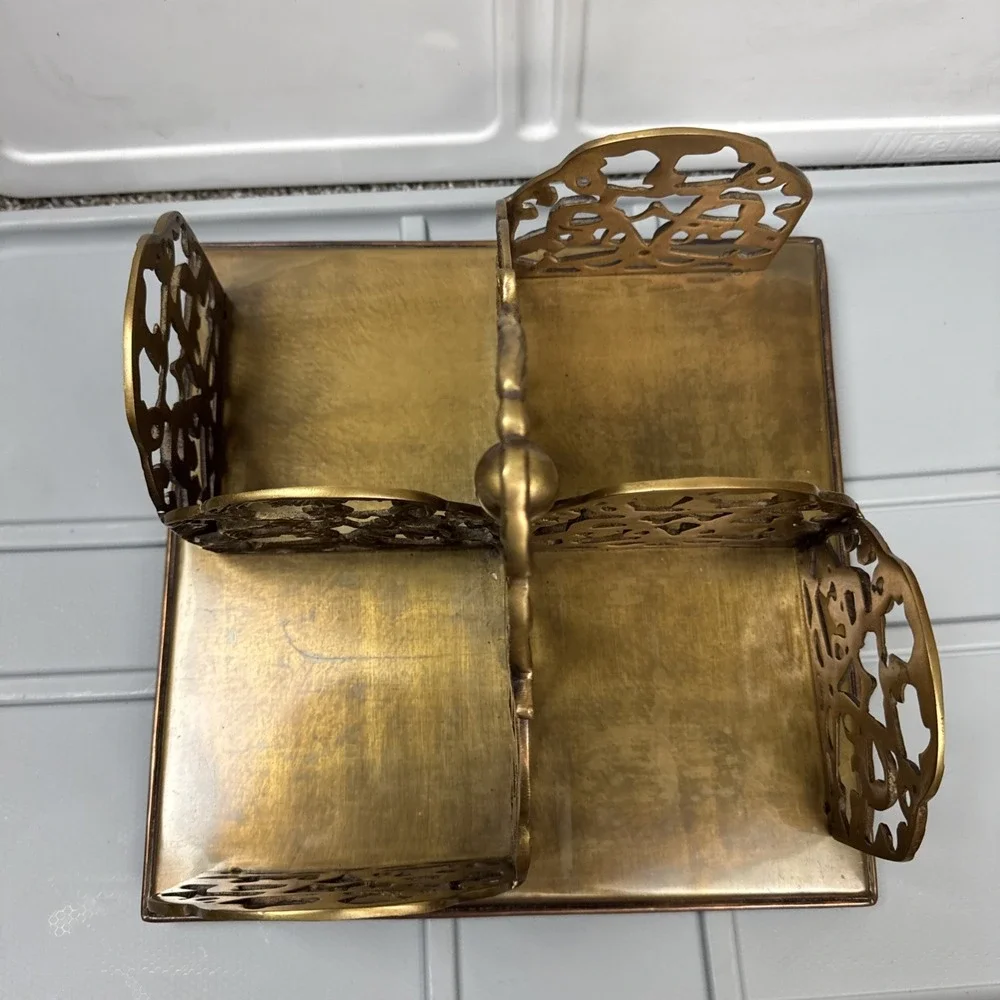 VTG RARE Ornate  Victorian Solid Brass Book Stand Caddy /Utility Caddy - READ